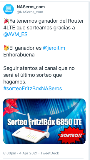 Ganador concurso Fritzbox naseros