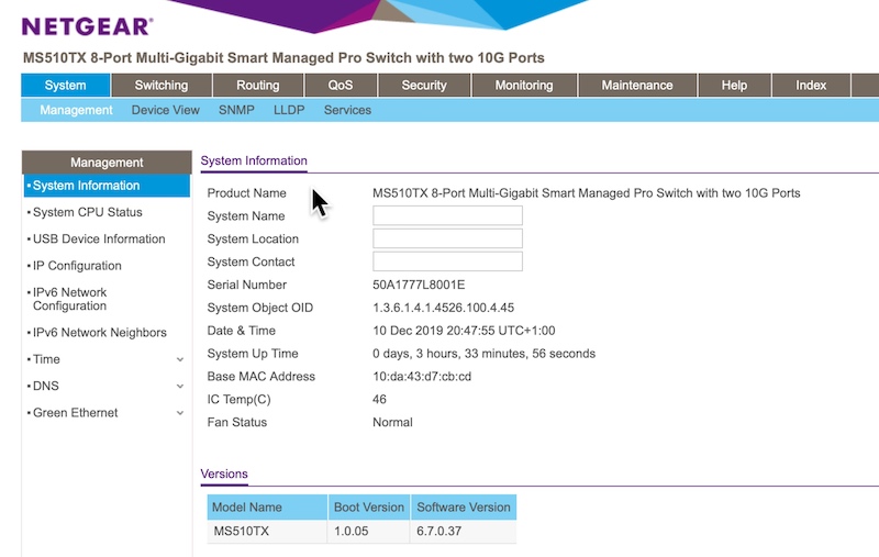 interfaz web switch Netgear MS510TX