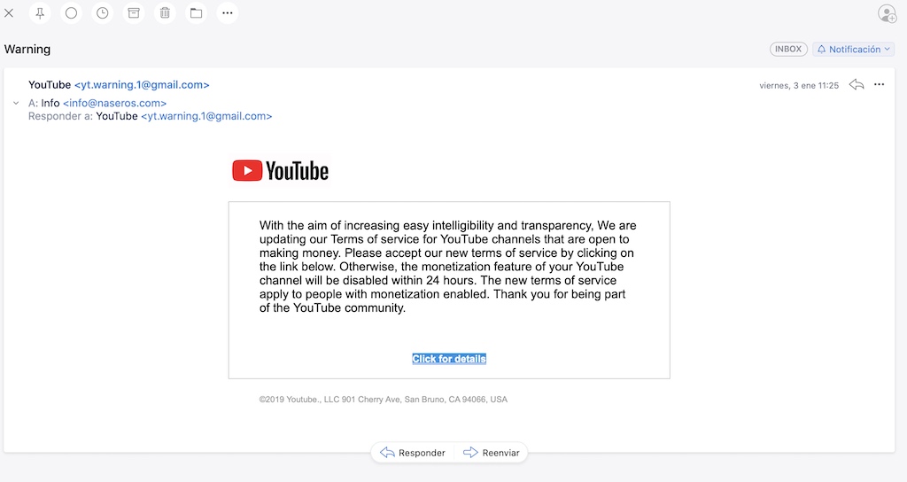phising robo cuenta YouTube