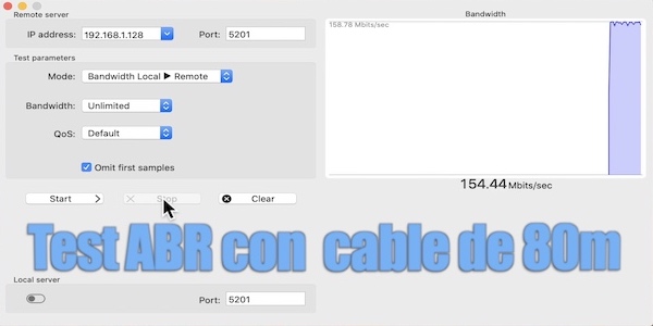 test 80m fibra óptica plástica 