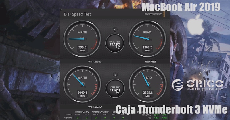 test macbook air vs caja NVMe de orico